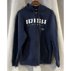 Notre Dame Irish Adidas Hoodie Sweatshirt Navy Blue Full Zip Up Mens Small